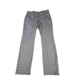Loft Women's Plaid Pants Curvy Slim Sz 12 Tall Stretch Pockets Workwear Straight